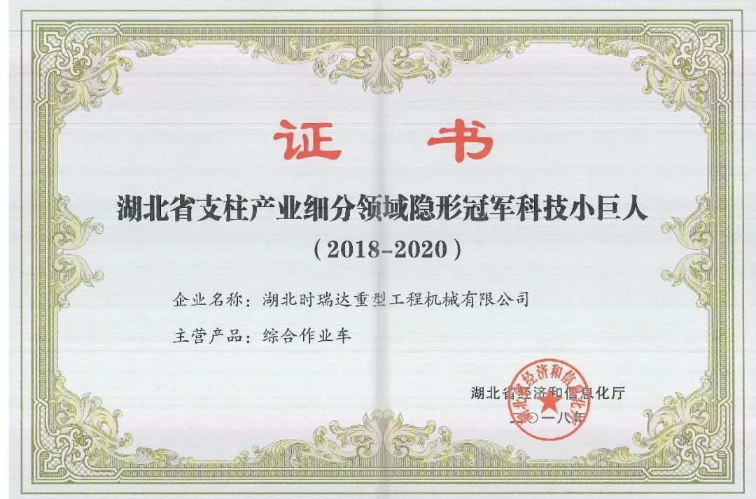 湖北时博（中国）被授予“湖北省支柱产业细分领域隐形冠军科技小巨人”​